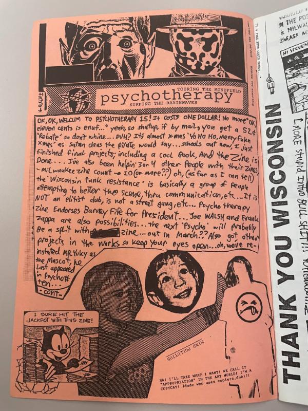 Photograph of archival item from Cometbus Punk and Underground Press Collection, Box 4 (Box 8107, Folder psychotherapy_1991_1992_4_2).