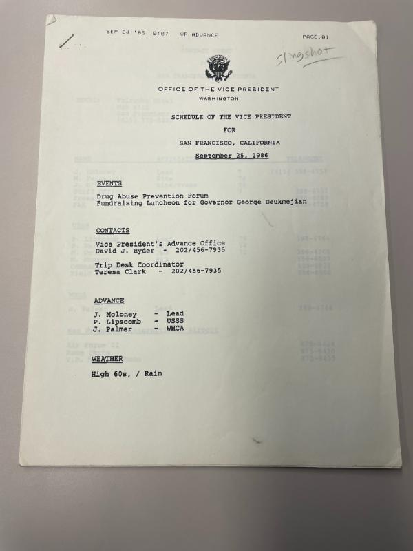 Photograph of archival item from Cometbus Punk and Underground Press Collection, Box 4 (Box 8107, Folder bush_sept_24_1986_4_86).