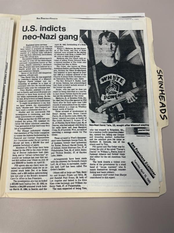 Photograph of archival item from Cometbus Punk and Underground Press Collection, Box 4 (Box 8107, Folder skinheads_marchapril1985_4_90).