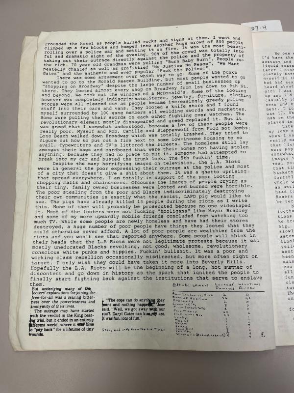 Photograph of archival item from Cometbus Punk and Underground Press Collection, Box 4 (Box 8107, Folder shithappy_c1991_1994_4_27).