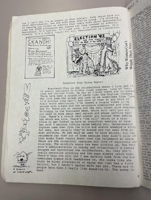 Photograph of archival item from Cometbus Punk and Underground Press Collection, Box 4 (Box 8107, Folder shithappy_c1991_1994_4_27).