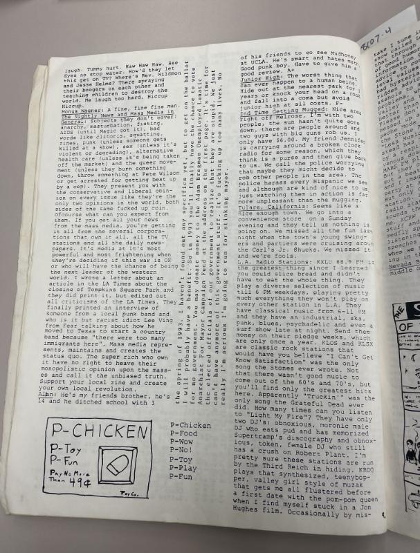 Photograph of archival item from Cometbus Punk and Underground Press Collection, Box 4 (Box 8107, Folder shithappy_c1991_1994_4_27).