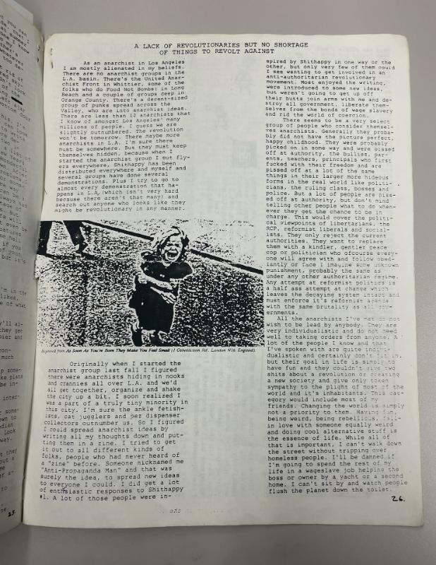 Photograph of archival item from Cometbus Punk and Underground Press Collection, Box 4 (Box 8107, Folder shithappy_c1991_1994_4_27).