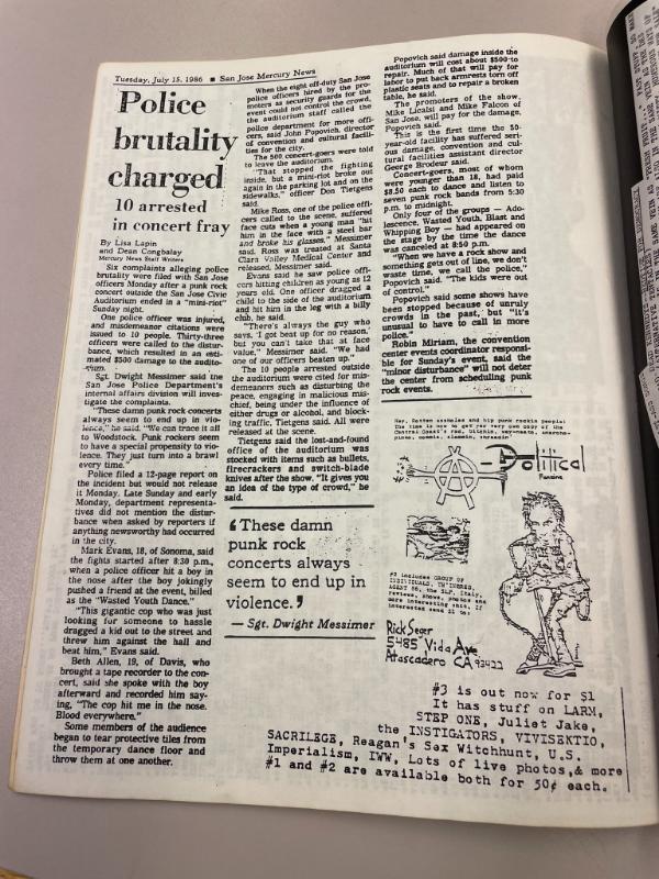 Photograph of archival item from Cometbus Punk and Underground Press Collection, Box 4 (Box 8107, Folder wake_up_1986_4_69).