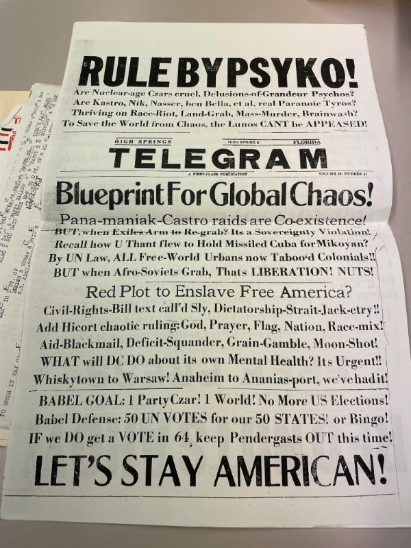 Photograph of archival item from Cometbus Punk and Underground Press Collection, Box 4 (Box 8107, Folder crackpot_flyers_c1977_1992_4_84).