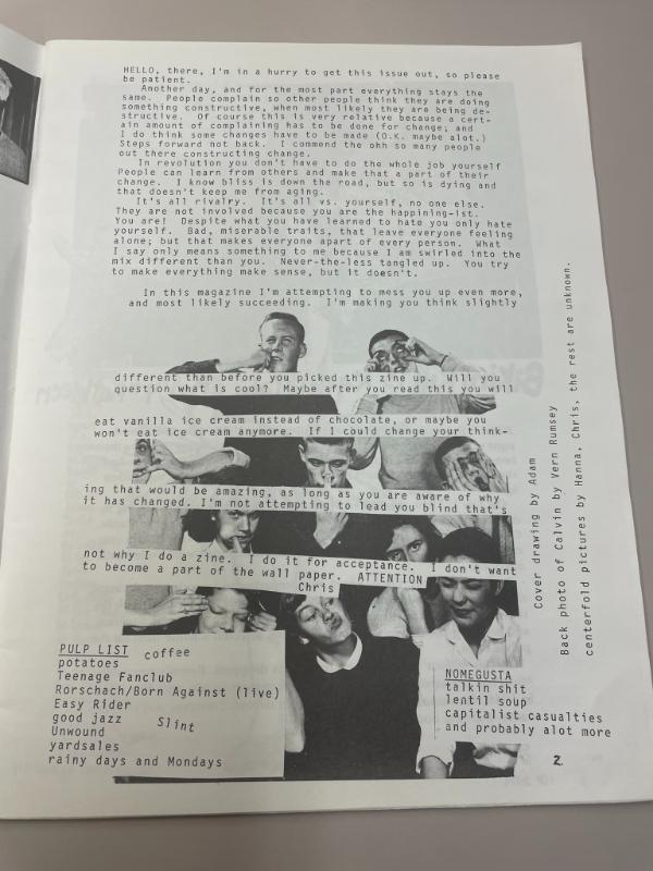 Photograph of archival item from Cometbus Punk and Underground Press Collection, Box 4 (Box 8107, Folder pulp_circa_1990_1991_4_4).
