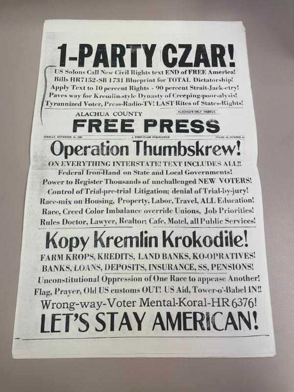 Photograph of archival item from Cometbus Punk and Underground Press Collection, Box 4 (Box 8107, Folder crackpot_flyers_c1977_1992_4_84).