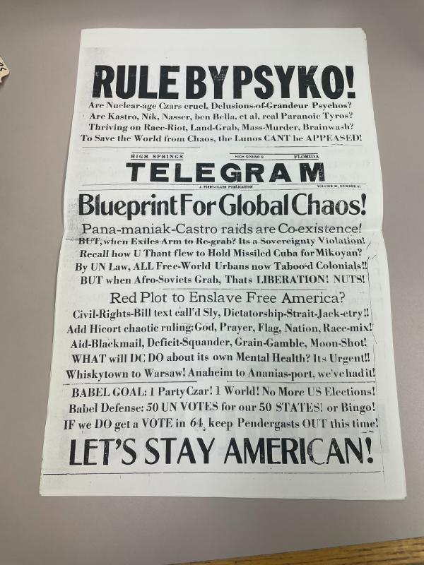 Photograph of archival item from Cometbus Punk and Underground Press Collection, Box 4 (Box 8107, Folder crackpot_flyers_c1977_1992_4_84).