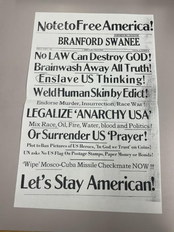 Photograph of archival item from Cometbus Punk and Underground Press Collection, Box 4 (Box 8107, Folder crackpot_flyers_c1977_1992_4_84).