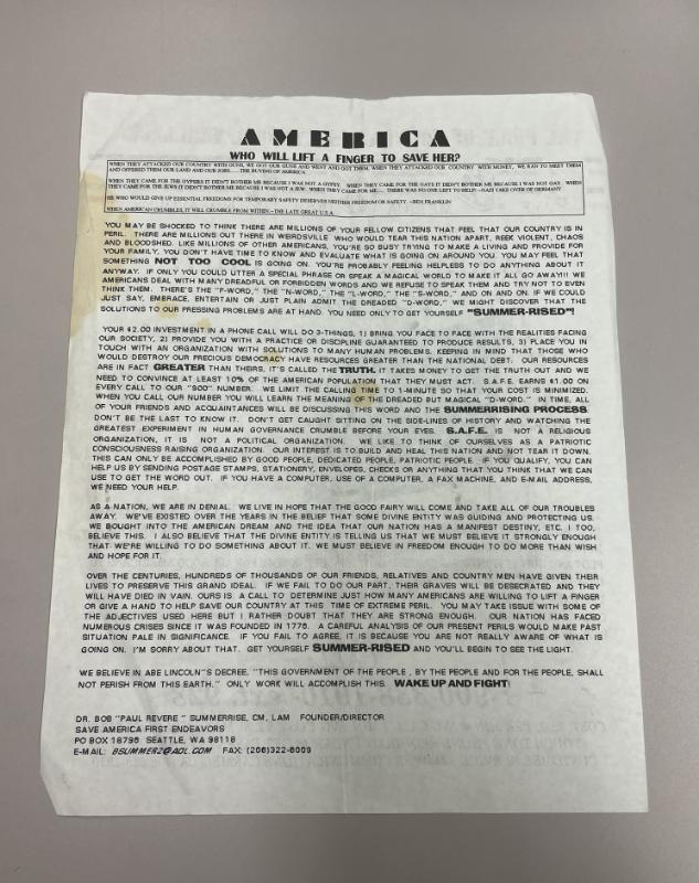 Photograph of archival item from Cometbus Punk and Underground Press Collection, Box 4 (Box 8107, Folder crackpot_flyers_c1977_1992_4_84).