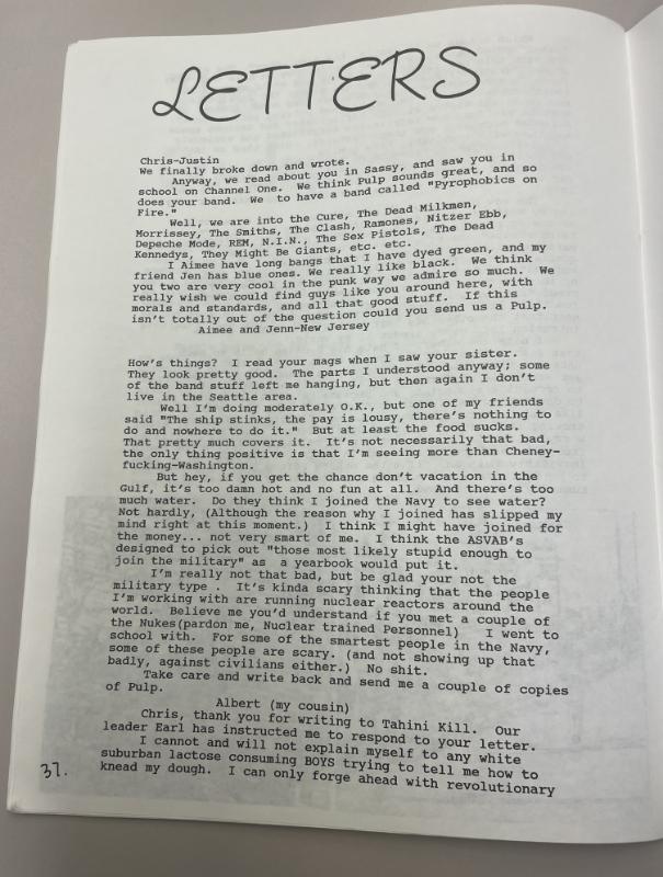 Photograph of archival item from Cometbus Punk and Underground Press Collection, Box 4 (Box 8107, Folder pulp_circa_1990_1991_4_4).