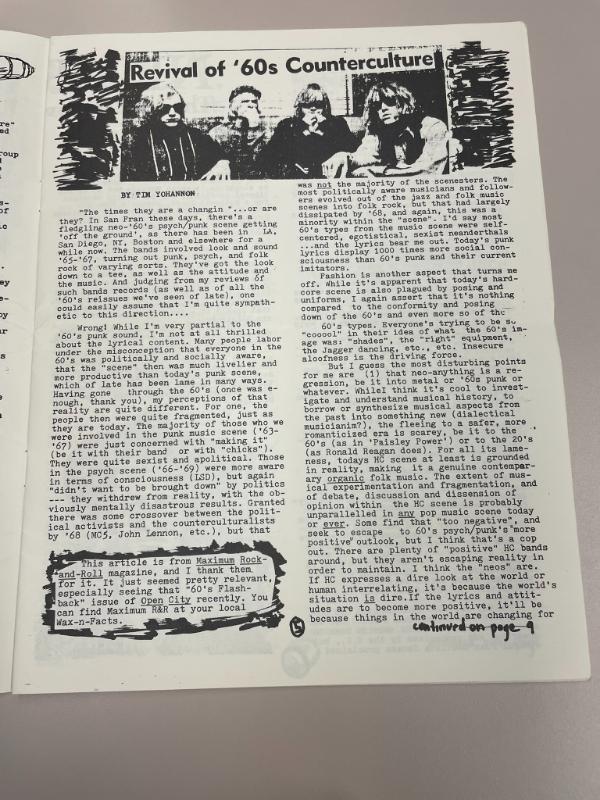 Photograph of archival item from Cometbus Punk and Underground Press Collection, Box 4 (Box 8107, Folder ratlanta_dec_1985_4_12).