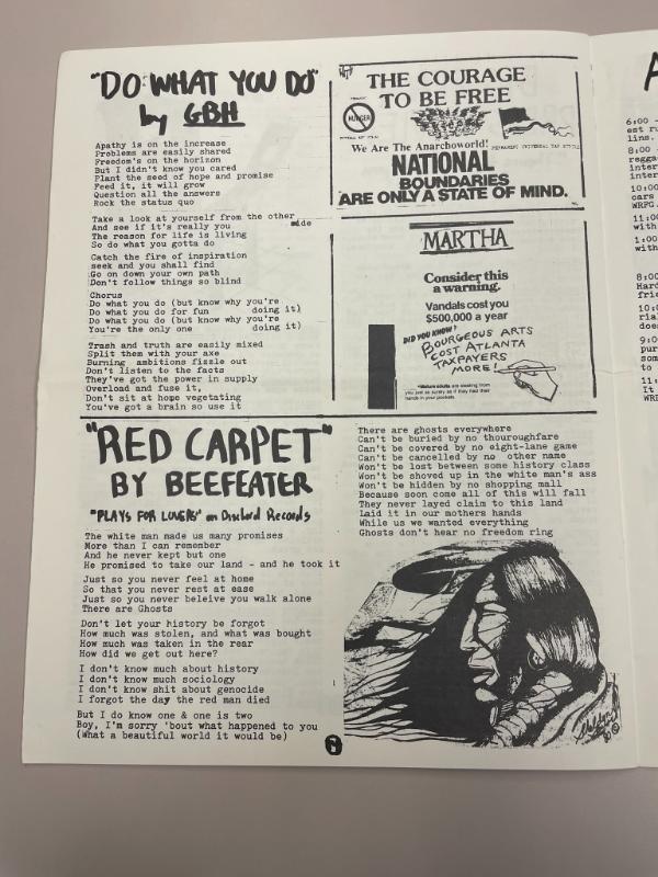 Photograph of archival item from Cometbus Punk and Underground Press Collection, Box 4 (Box 8107, Folder ratlanta_dec_1985_4_12).