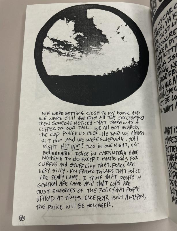 Photograph of archival item from Cometbus Punk and Underground Press Collection, Box 4 (Box 8107, Folder reality_control_c1990_febmarch1992_4_14).