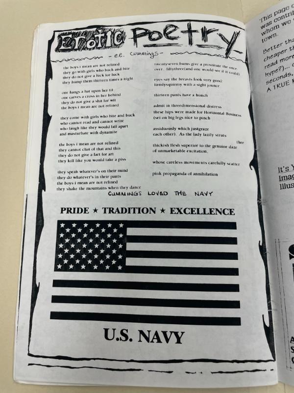 Photograph of archival item from Cometbus Punk and Underground Press Collection, Box 4 (Box 8107, Folder roessiger_c1991_4_18).