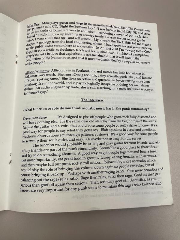 Photograph of archival item from Cometbus Punk and Underground Press Collection, Box 4 (Box 8107, Folder round_things_roll_c2001_4_19).