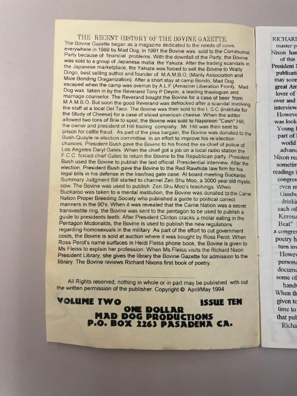 Item from the Los Angeles punk collection (#8074), located in box_1, folder bovine_gazette_issues_1_7.