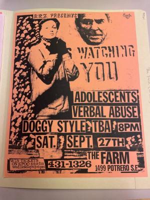 Punk flyer from The Farm SF Club documented in the Bay Area Punk Flyers collection.