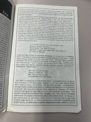 Photograph of archival item from Cometbus Punk and Underground Press Collection, Box 4 (Box 8107, Folder saprophile_aug1992_mar193_4_22).