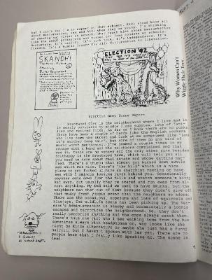 Photograph of archival item from Cometbus Punk and Underground Press Collection, Box 4 (Box 8107, Folder shithappy_c1991_1994_4_27).