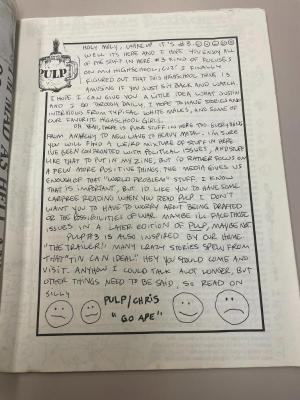 Photograph of archival item from Cometbus Punk and Underground Press Collection, Box 4 (Box 8107, Folder pulp_circa_1990_1991_4_4).