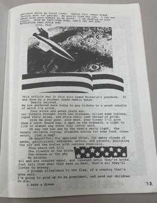Photograph of archival item from Cometbus Punk and Underground Press Collection, Box 4 (Box 8107, Folder pulp_circa_1990_1991_4_4).