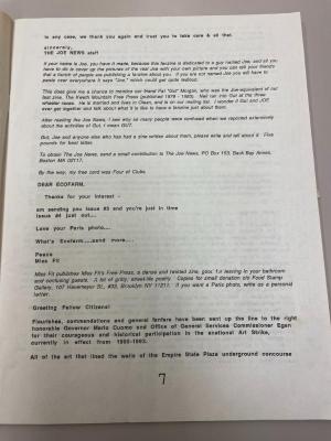 Photograph of archival item from Cometbus Punk and Underground Press Collection, Box 4 (Box 8107, Folder punk_in_my_vitamins_1992_aug1993_4_5).