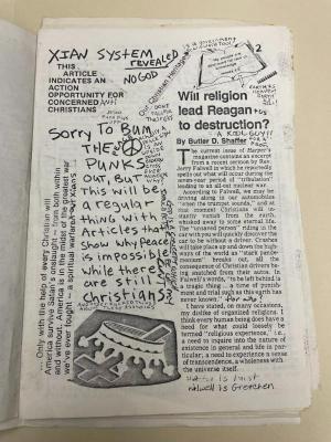 Photograph of archival item from Cometbus Punk and Underground Press Collection, Box 4 (Box 8107, Folder revealin_da_lies_c1983_4_15).